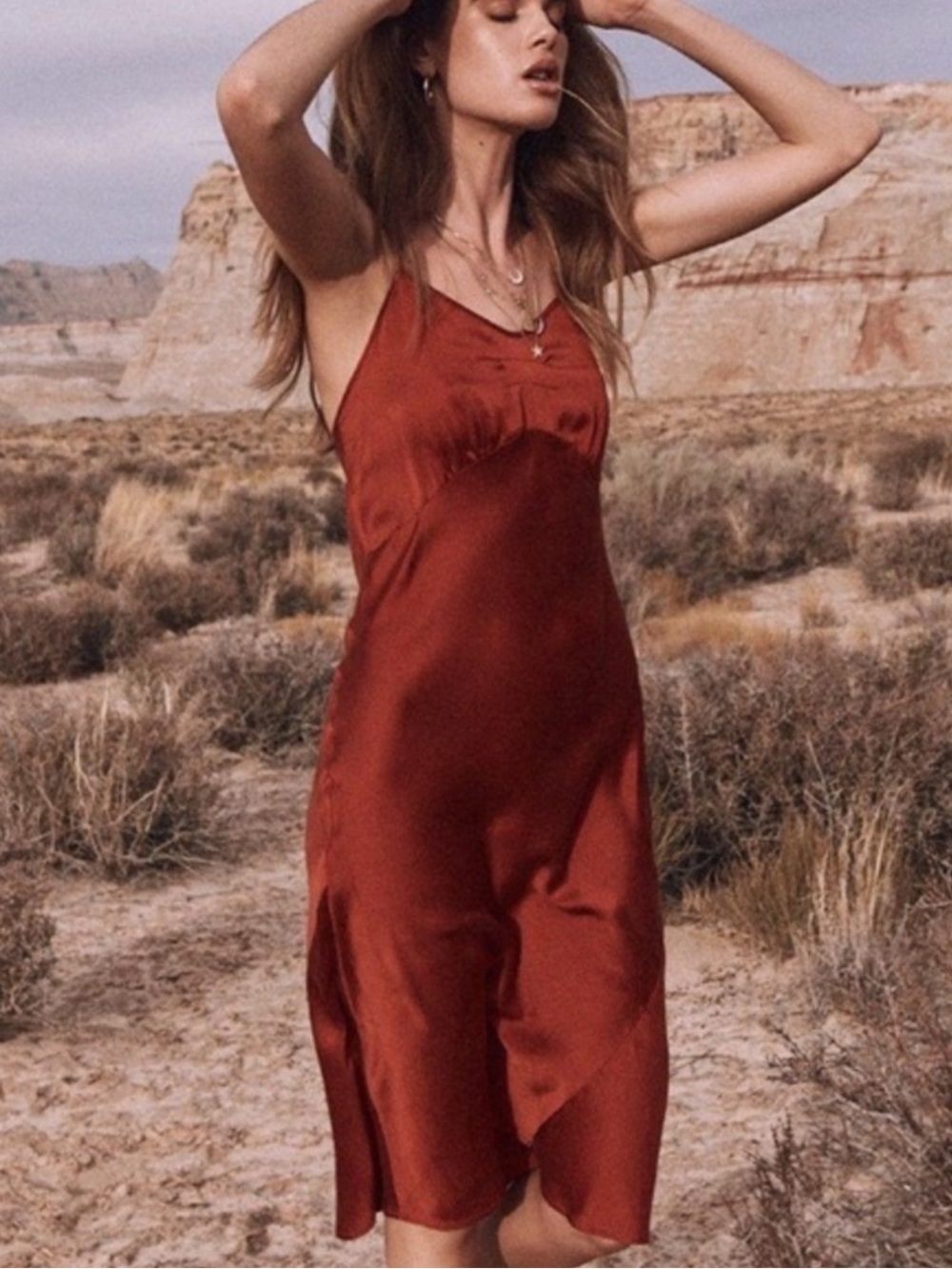 NWT Spell & the Gypsy Collective Boudoir Silk Slip Dress in Copper Rare